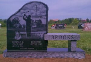 Custom Upright Headstone Bench | Premium Black and Imperial Gray | Burlington Cemetery, Angelic Memorials, Monuments, Northern Kentucky, headstones, gravestones