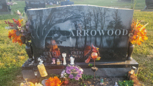 Upright Headstone with Laser Etching | Premium Black, Angelic Memorials, Monuments, Northern Kentucky, headstones, gravestones