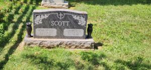 Upright Headstone and Two Turned Granite Vases | Bahama Blue, Angelic Memorials, Monuments, Northern Kentucky, headstones, gravestones