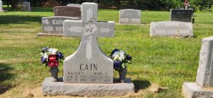 Custom Cross-Shaped Upright Monument and Two Turned Granite Vases | Medium Gray, Angelic Memorials, Monuments, Northern Kentucky, headstones, gravestones