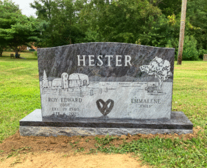 Upright Headstone with Serpentine Top and Custom Engraving | Bahama Blue