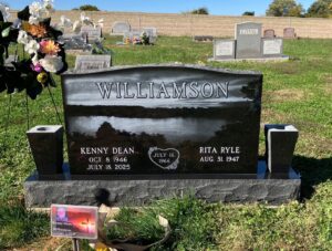 Upright Headstone with Two Square Vases | Premium Black | East Bend Cemetery